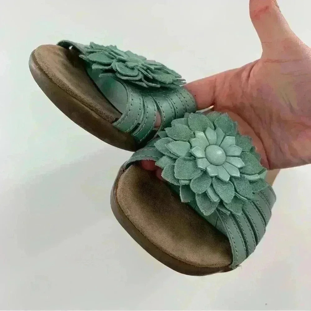 Array womens sandals size 6.5 blue leather floral resort costal - Picture 8 of 10